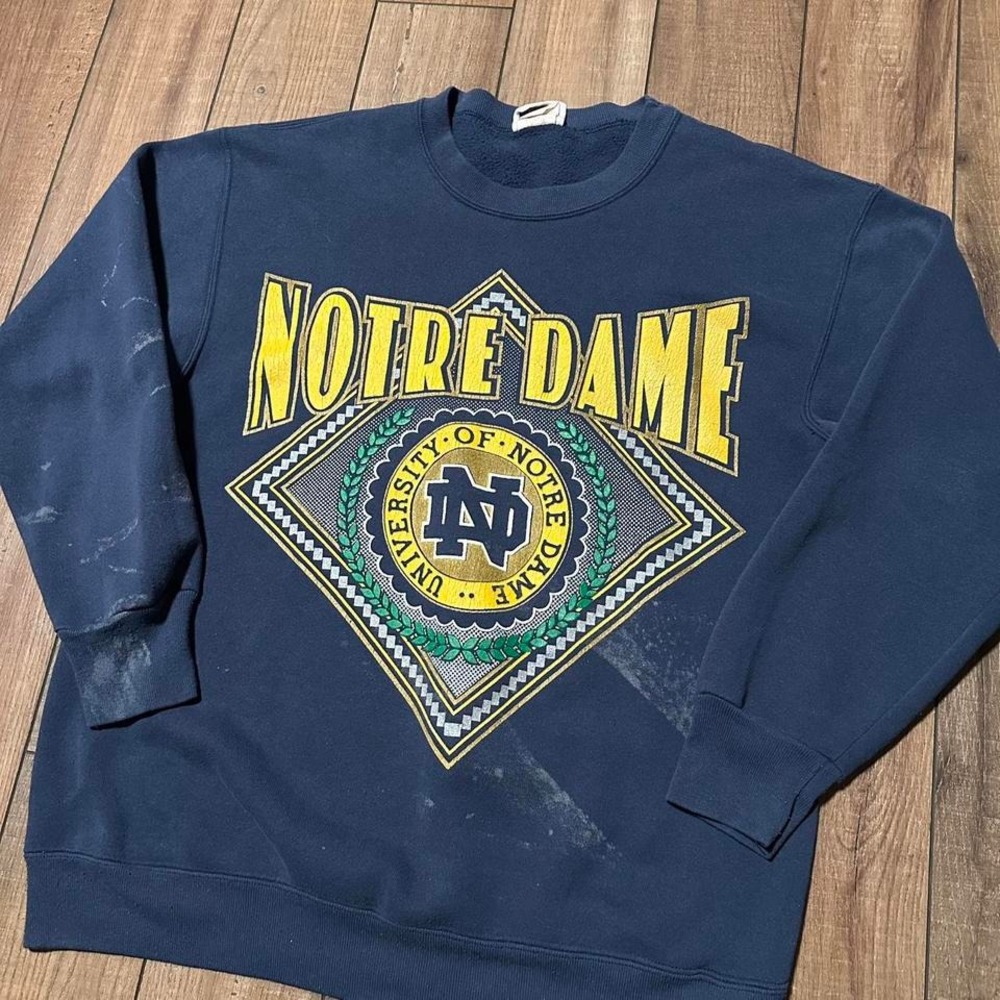 Vintage Notre Dame‎ Crewneck Sweatshirt Men's Large Nutmeg Made In USA